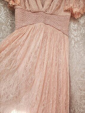 Alice and Olivia Stacey Bendet exquisite frothy pink lace long gown sz xs
